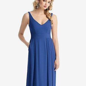 After Six 1519...Sleeveless Pleated Skirt Maxi Dress with Pockets..Blue...Sz 8 L